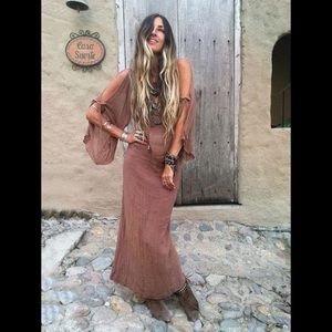 Open Shoulder Hippie Maxi Dress